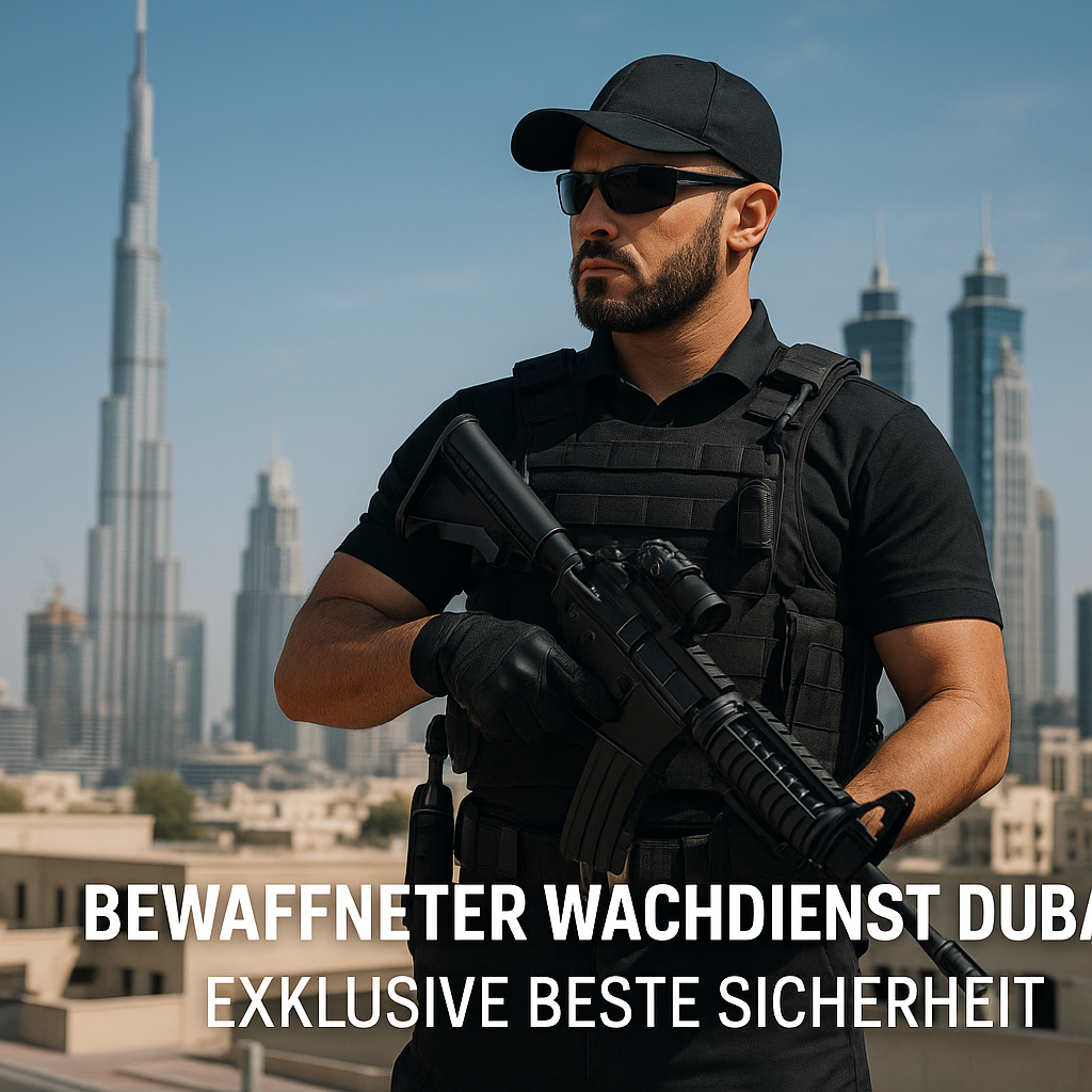 Generate a high-quality, relevant image prompt for an article about: Bewaffneter Wachdienst Dubai: E